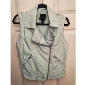 Mint green faux leather vest